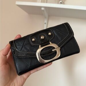 Guess Black Leather Wallet with Silver Accents